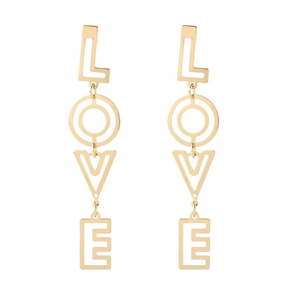 Lady Fashion Ethnic Style Letter Patchwork Plating Alloy No Inlaid Earrings