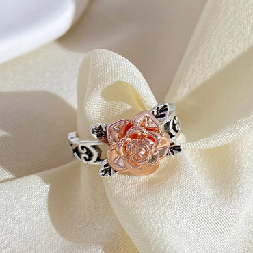 Retro Style Rose Flower Shape Hollow Copper Open Ring