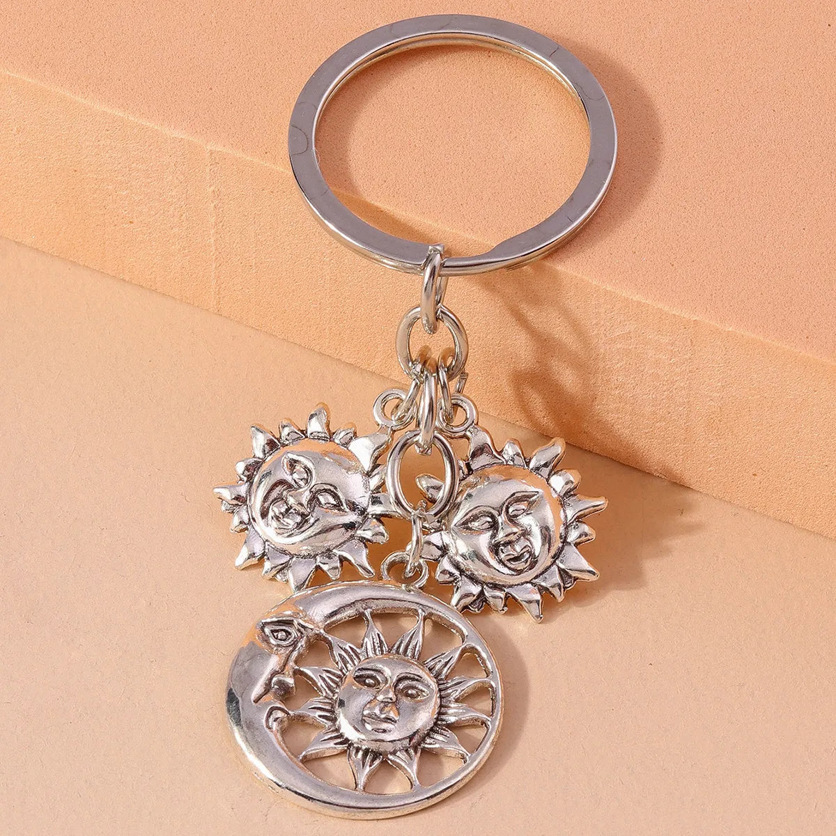 Retro Sun Moon Alloy Bag Pendant Keychain