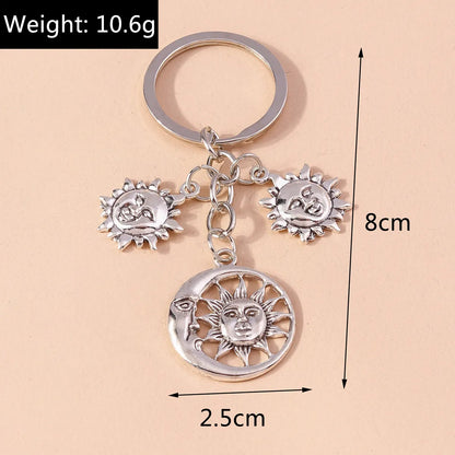 Retro Sun Moon Alloy Bag Pendant Keychain