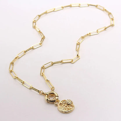 Retro Sun Moon Copper Gold Plated Zircon Pendant Necklace In Bulk