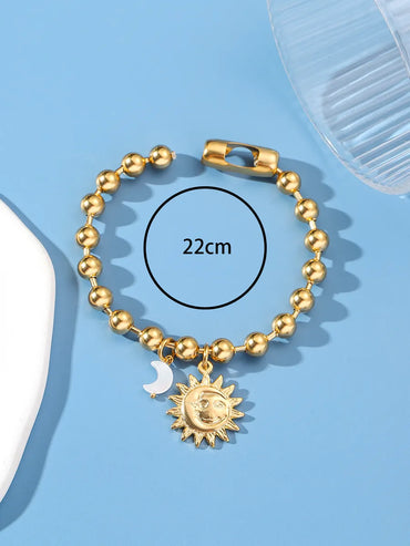 Retro Sun Moon Stainless Steel Plating Bracelets