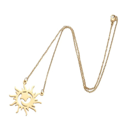 Titanium Steel Retro Plating Sun Necklace