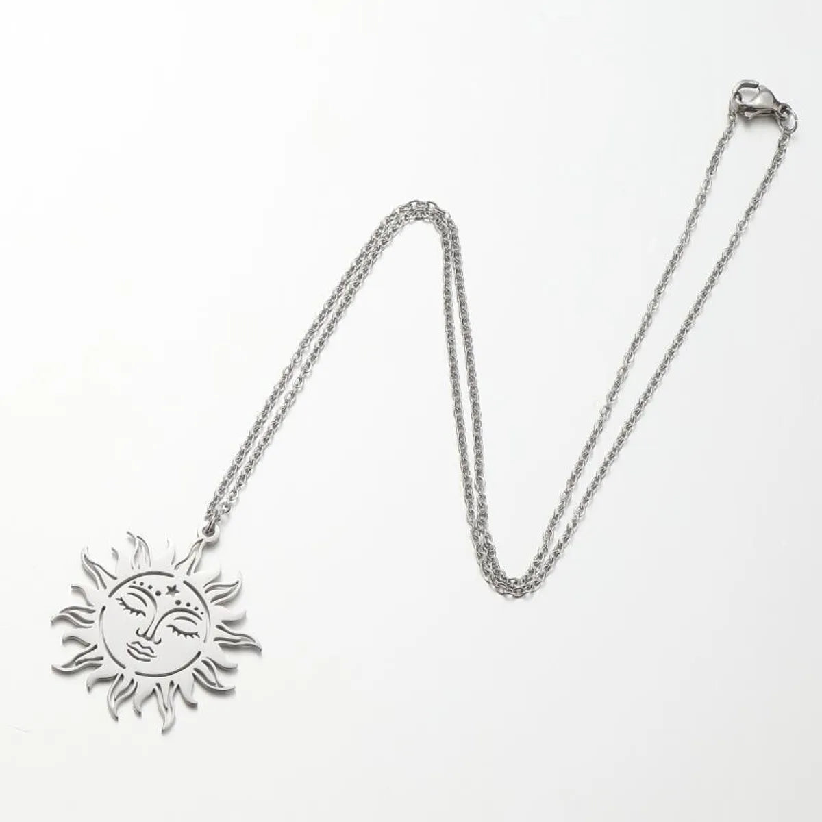 Titanium Steel Retro Plating Sun Necklace