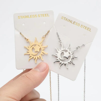 Titanium Steel Retro Plating Sun Necklace