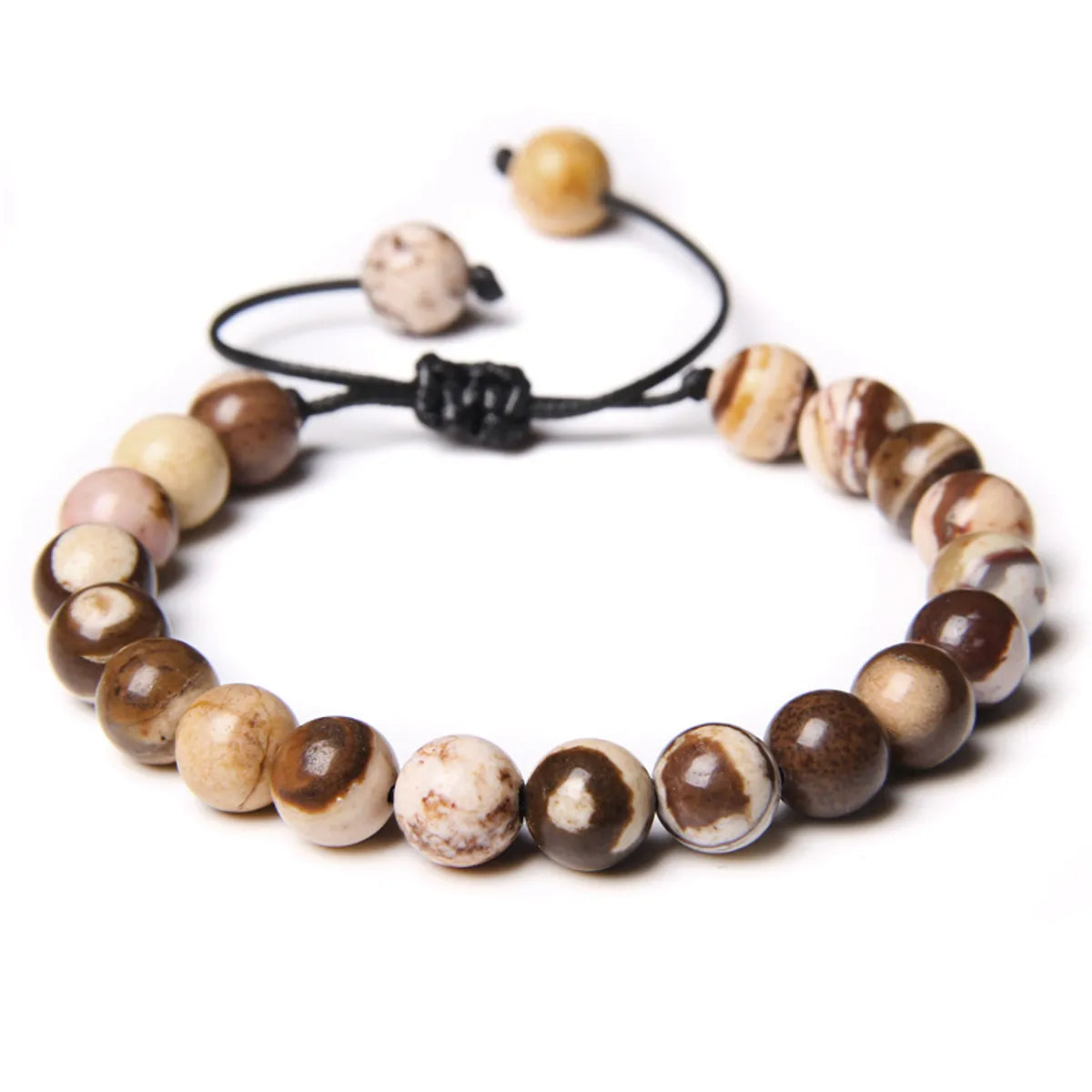 Retro Swirl Pattern Natural Stone Agate Beaded Bracelets 1 Piece