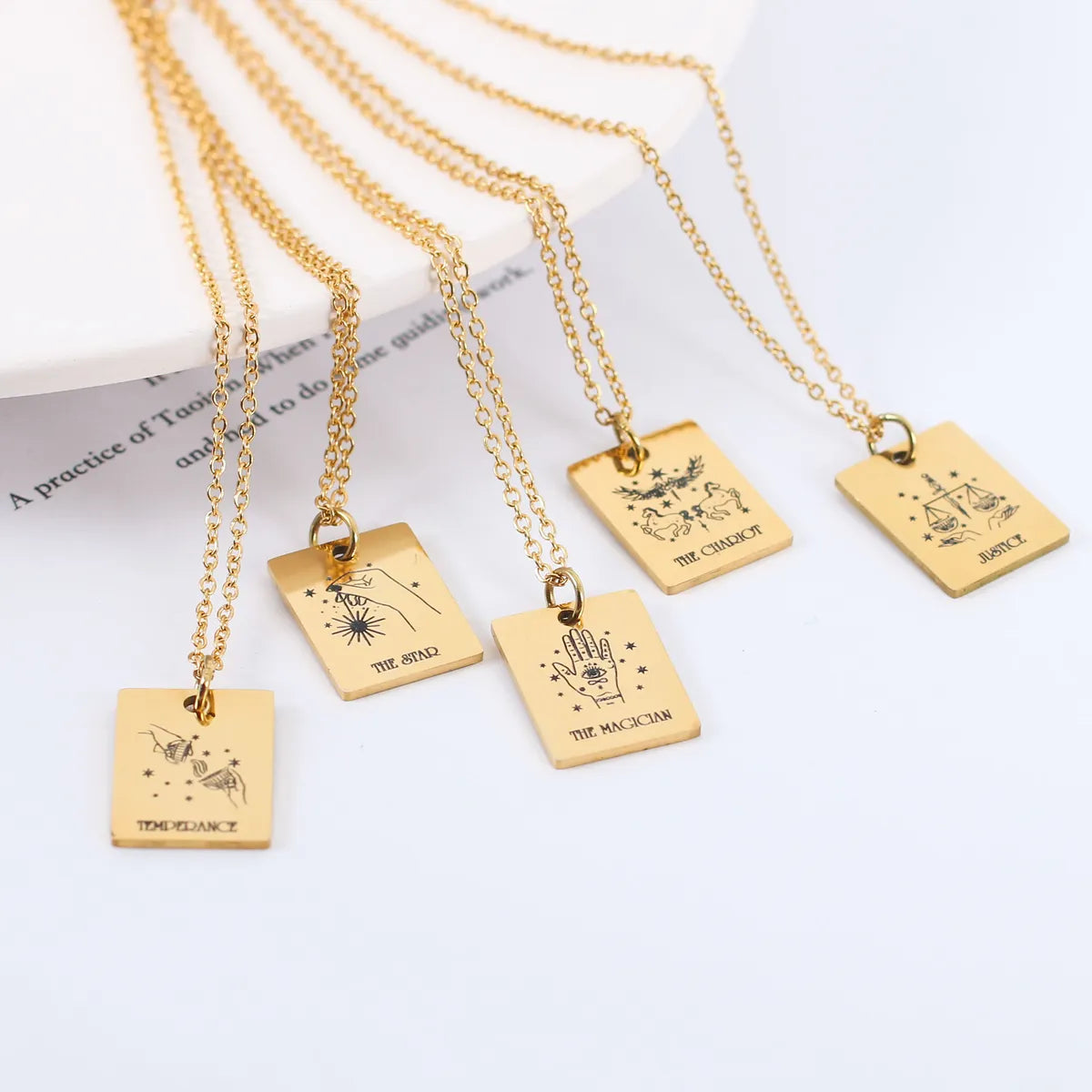 Retro Tarot Stainless Steel Necklace 1 Piece