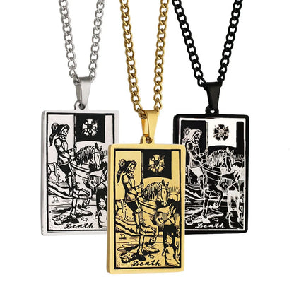 Retro Tarot Stainless Steel Titanium Steel Plating Necklace