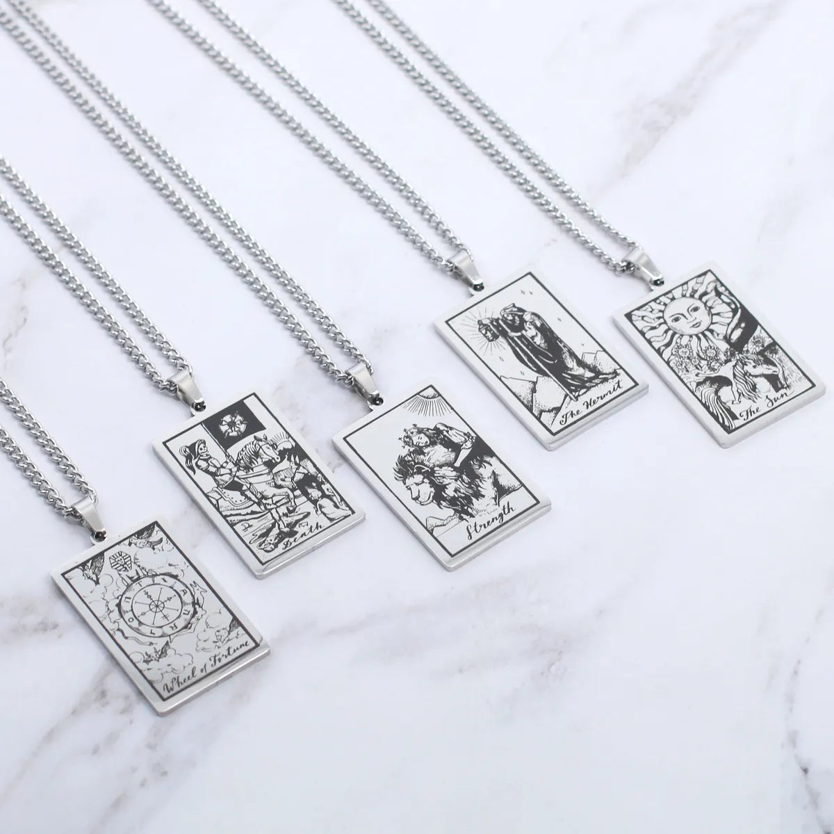 Retro Tarot Stainless Steel Titanium Steel Plating Necklace