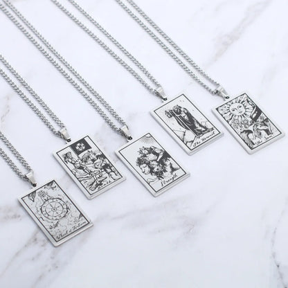 Retro Tarot Stainless Steel Titanium Steel Plating Necklace