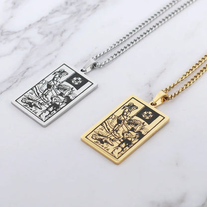 Retro Tarot Stainless Steel Titanium Steel Plating Necklace