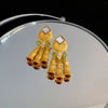 1 Pair Retro Tassel Flower Plating Inlay Alloy Artificial Pearls Rhinestones Drop Earrings