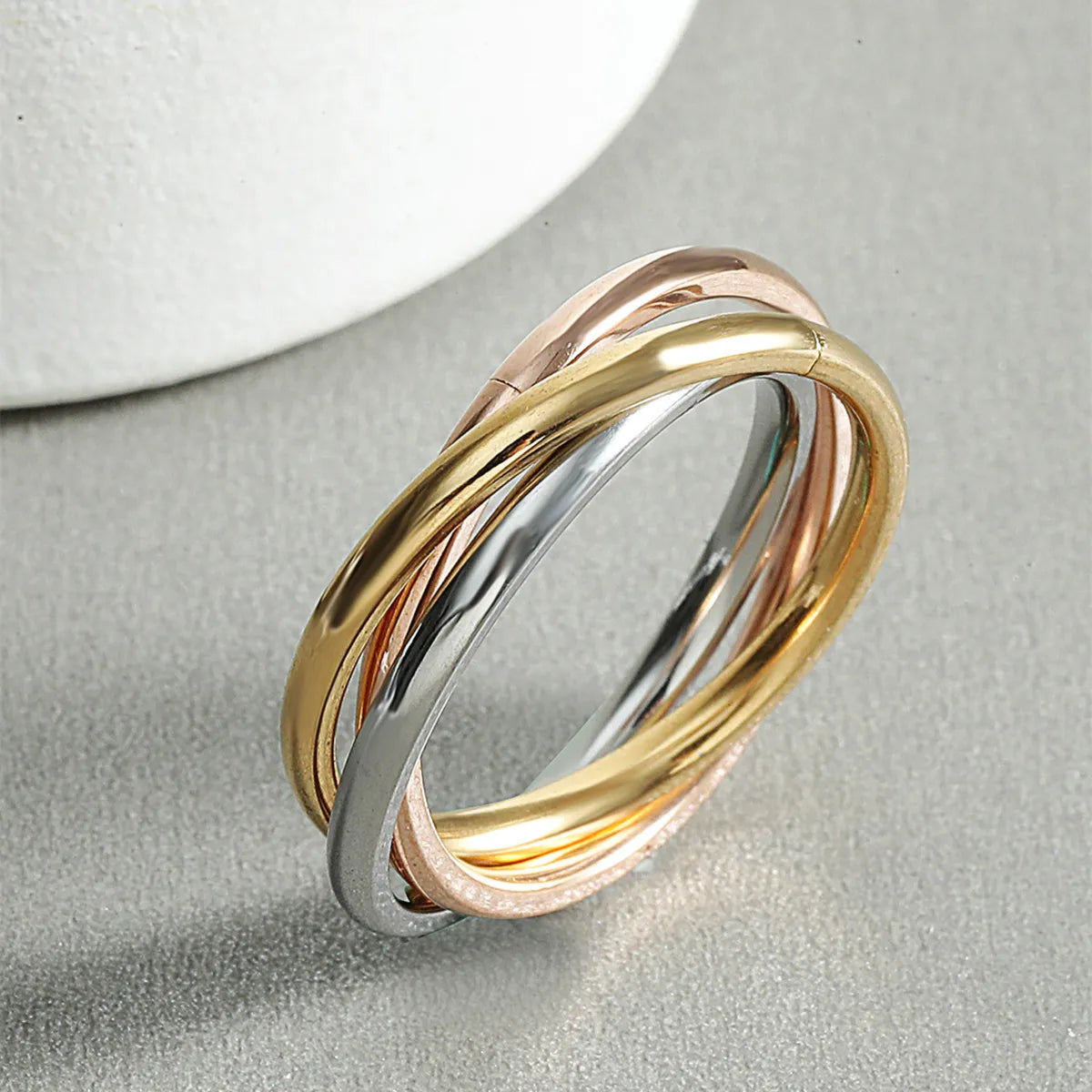 Retro Titanium Steel Three-ring Ring