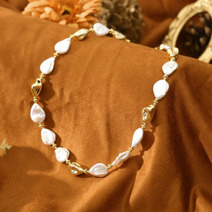 Retro U Shape Freshwater Pearl Copper Beaded Women's Bracelets Necklace