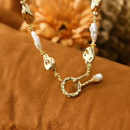 Retro U Shape Freshwater Pearl Copper Beaded Women's Bracelets Necklace