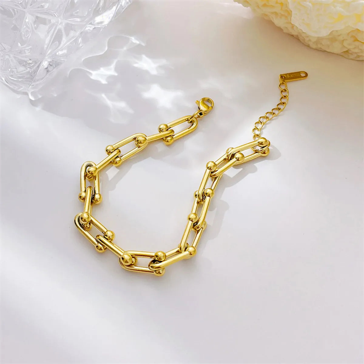 Retro U Shape Stainless Steel Gold Plated Bracelets In Bulk