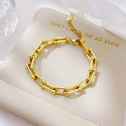 Retro U Shape Stainless Steel Gold Plated Bracelets In Bulk