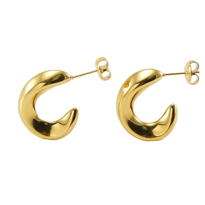 1 Pair Retro U Shape Plating Stainless Steel 18k Gold Plated Ear Studs