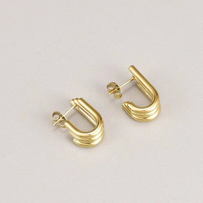 Retro U Shape Stainless Steel Plating Earrings 1 Pair