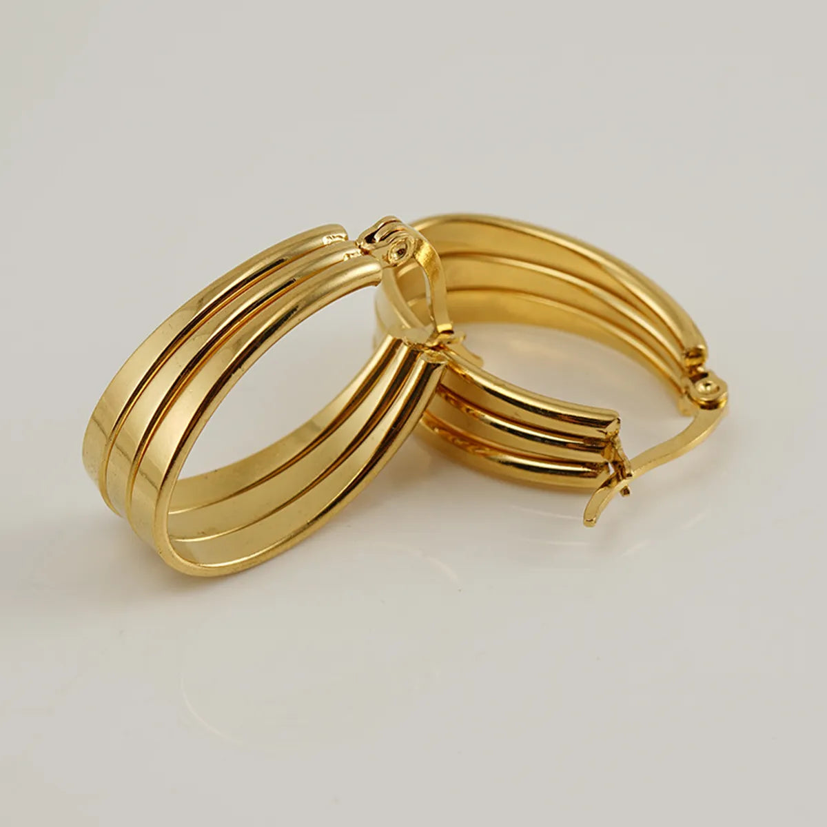 Retro U Shape Stripe Stainless Steel Earrings Hollow Out Stainless Steel Earrings