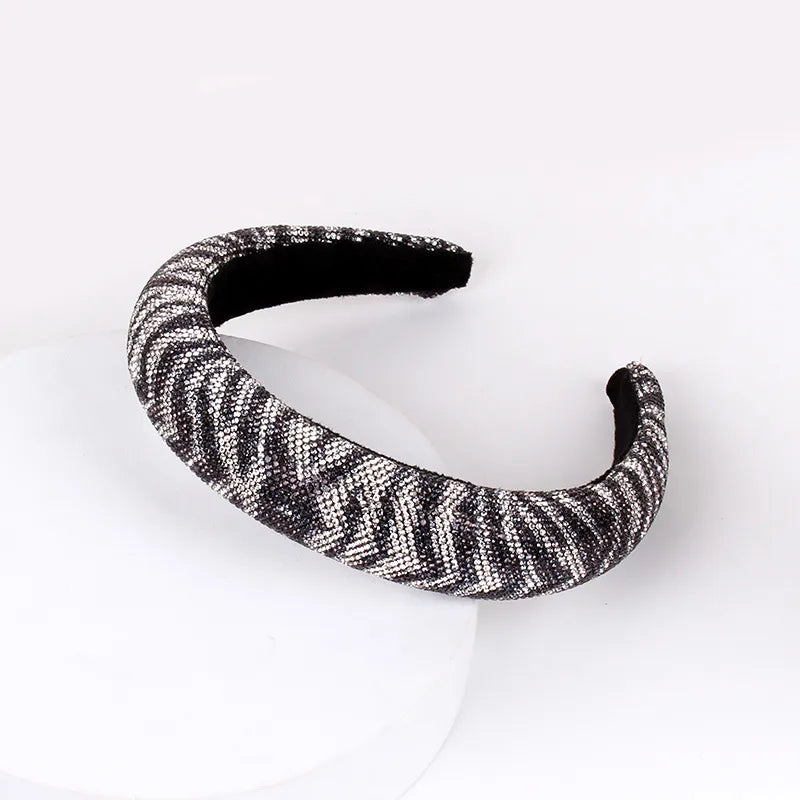 Retro U Shape Zebra Leopard Rhinestone Stripe Hair Band 1 Piece