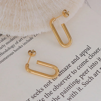 Retro U-shaped Geometric Titanium Steel 18k Gold Earrings Wholesale