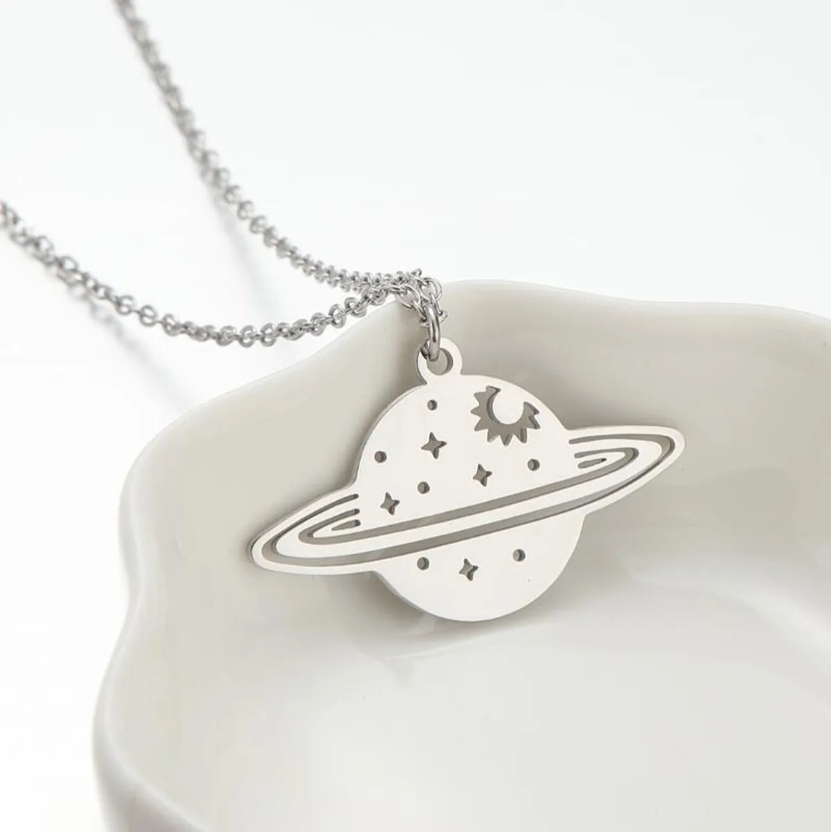 Retro Universe Stainless Steel Plating Pendant Necklace