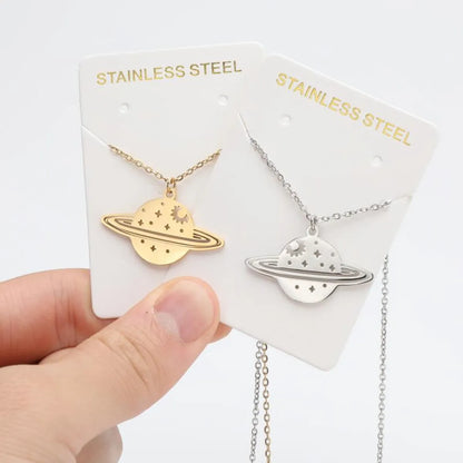 Retro Universe Stainless Steel Plating Pendant Necklace