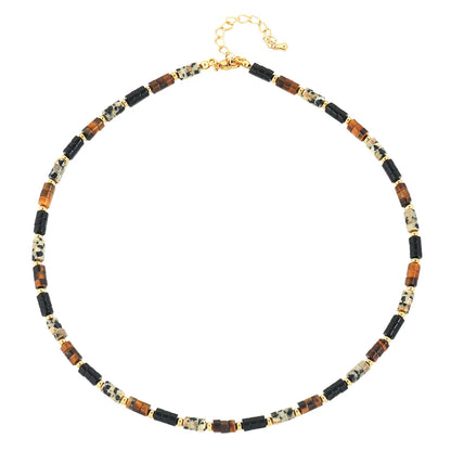 Retro Vacation Classic Style Geometric 304 Stainless Steel Natural Stone Beaded Women's Necklace