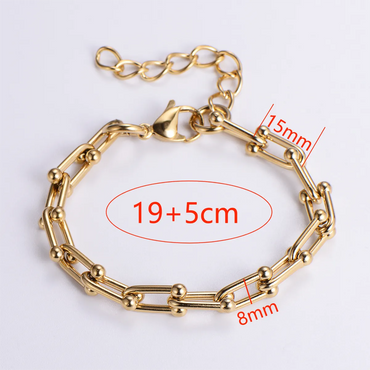 Retro Vacation Solid Color Stainless Steel Plating 18k Gold Plated Bracelets Necklace