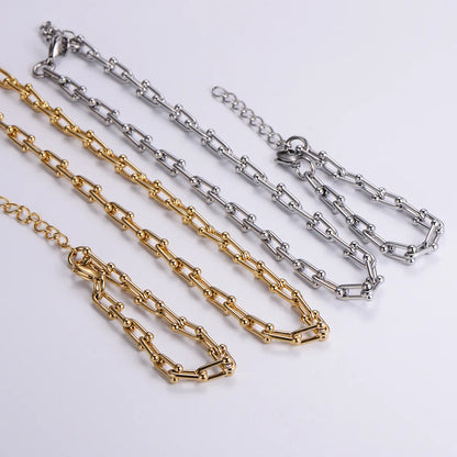 Retro Vacation Solid Color Stainless Steel Plating 18k Gold Plated Bracelets Necklace