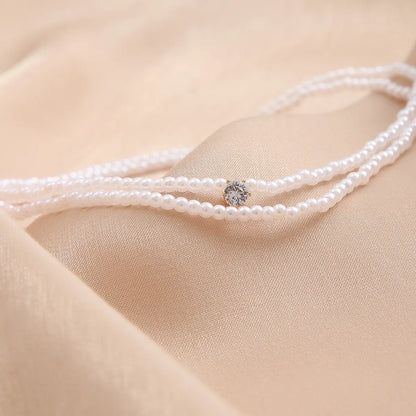 Retro Water Droplets Artificial Pearl Pearl Rhinestone Layered Necklaces