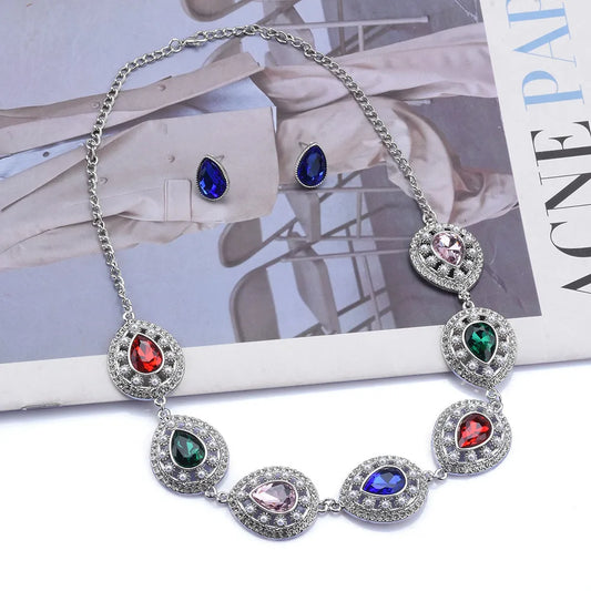 Retro Water Droplets Flower Alloy Wholesale Earrings Necklace