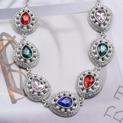 Retro Water Droplets Flower Alloy Wholesale Earrings Necklace