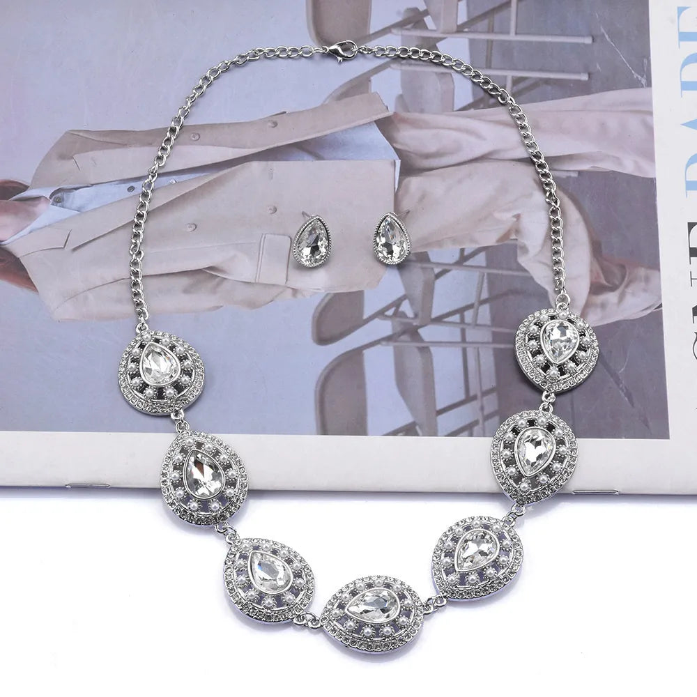 Retro Water Droplets Flower Alloy Wholesale Earrings Necklace