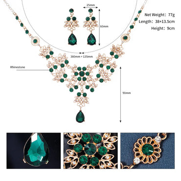 Retro Water Droplets Metal Inlay Zircon Women'S Jewelry Set