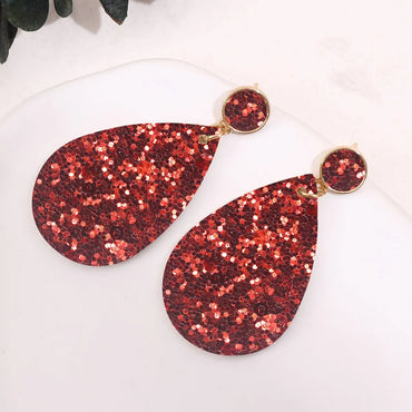 1 Pair Retro Water Droplets Pu Leather Drop Earrings