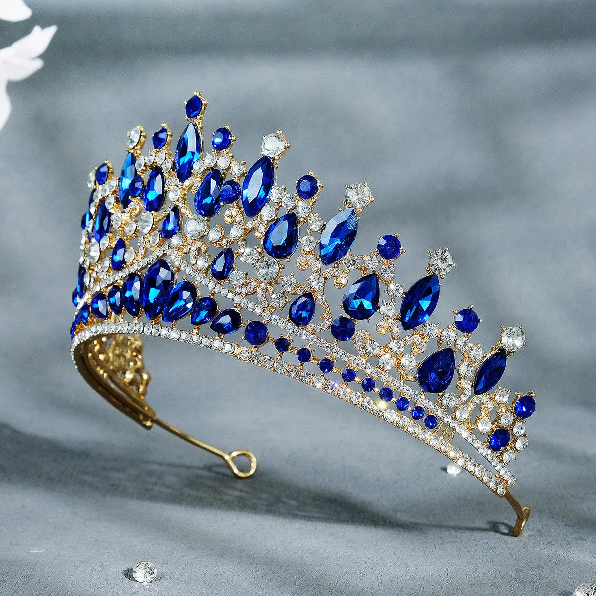 Retro Water Droplets Rhinestone Crown 1 Piece