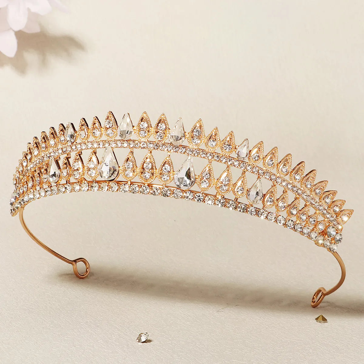 Retro Water Droplets Rhinestone Inlay Zircon Crown