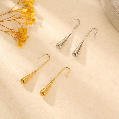 Retro Water Droplets Stainless Steel Plating Drop Earrings 1 Pair