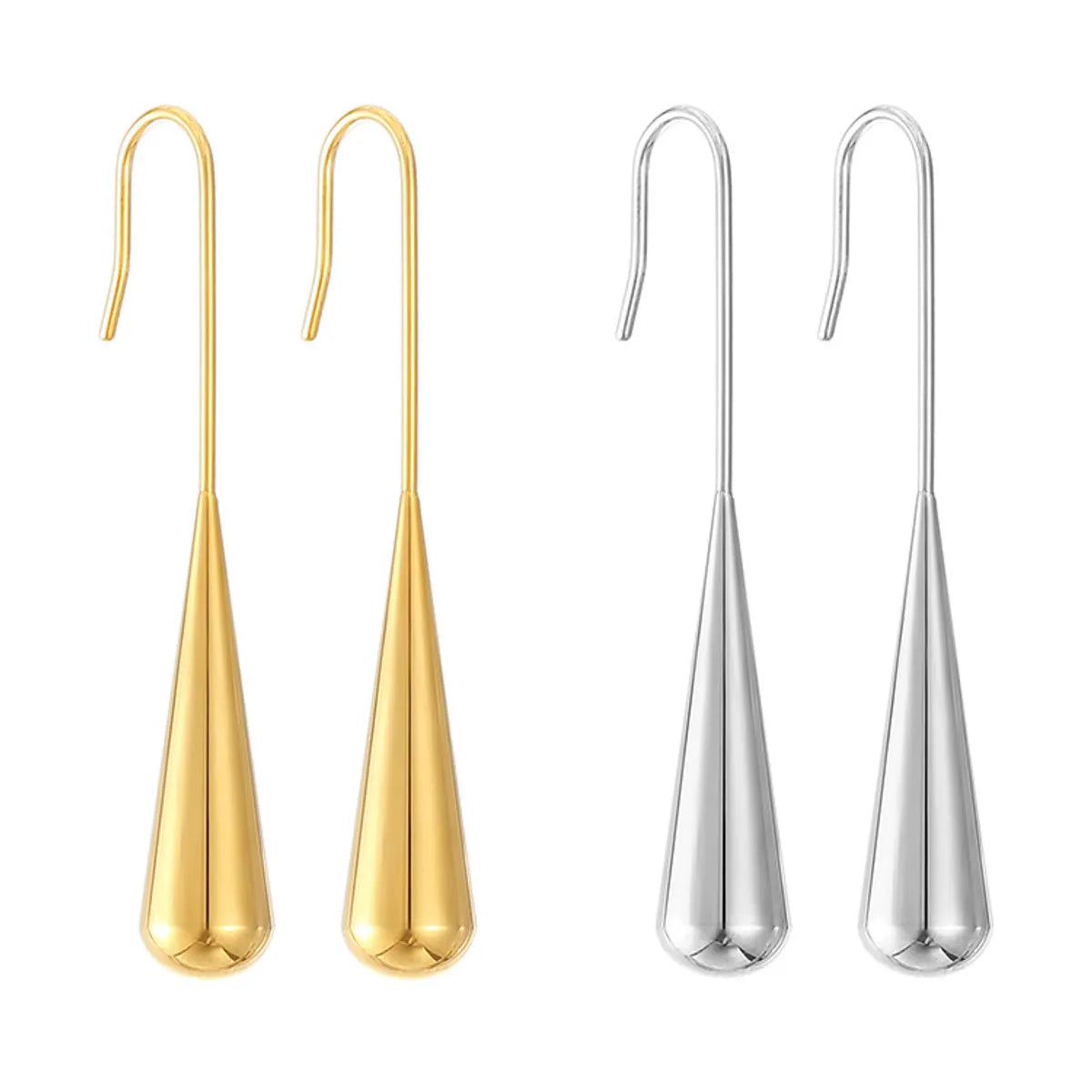 Retro Water Droplets Stainless Steel Plating Drop Earrings 1 Pair