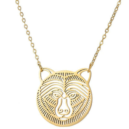 Retro Wolf Cat Bird 201 Stainless Steel Plating Hollow Out 18K Gold Plated Women'S Pendant Necklace