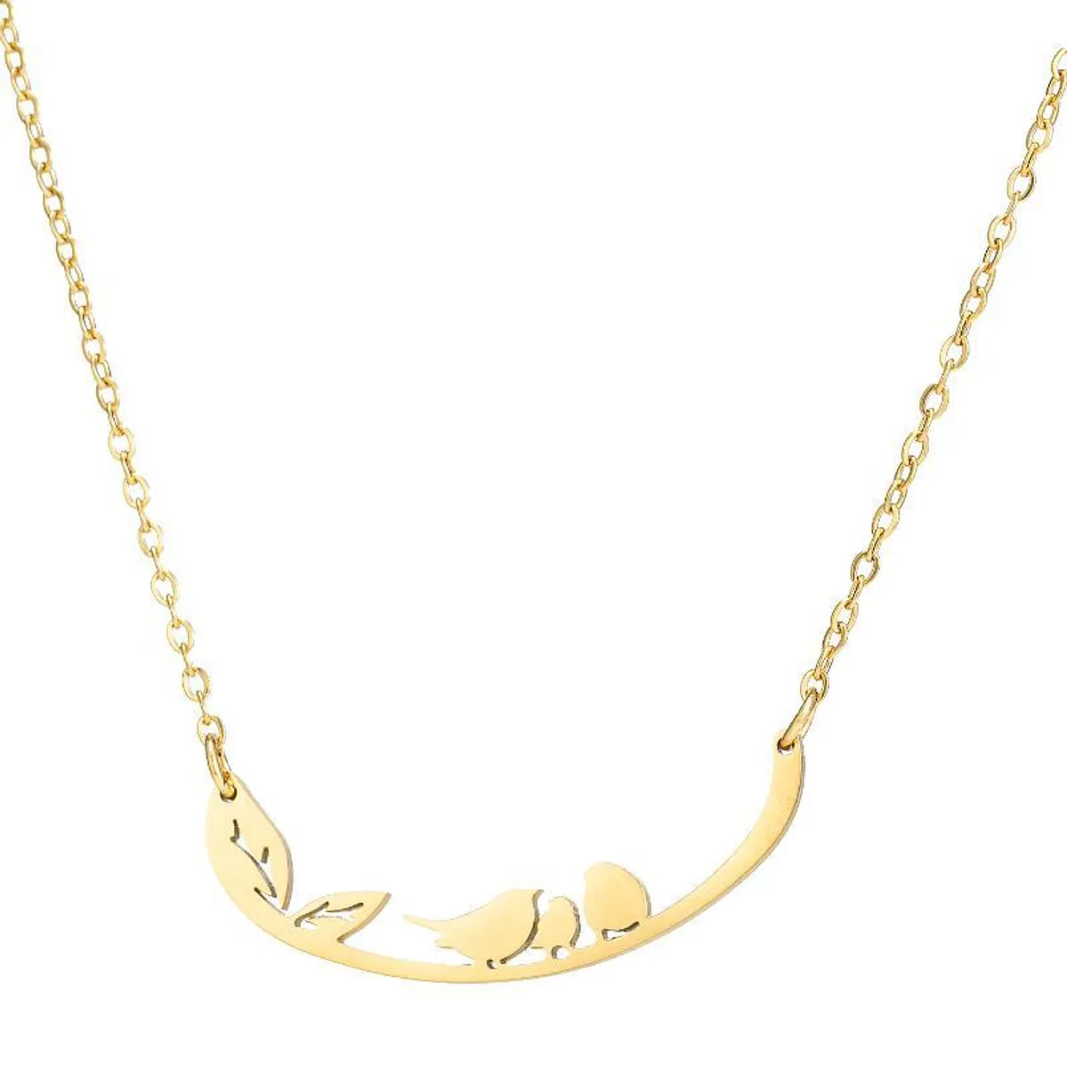 Retro Wolf Cat Bird 201 Stainless Steel Plating Hollow Out 18K Gold Plated Women'S Pendant Necklace