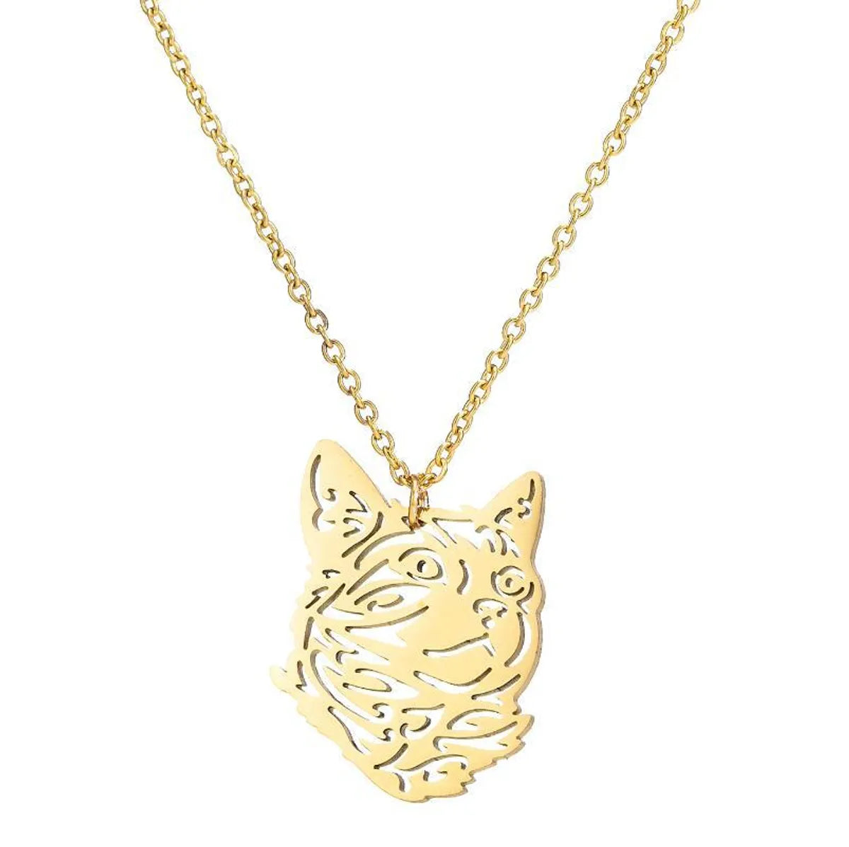 Retro Wolf Cat Bird 201 Stainless Steel Plating Hollow Out 18K Gold Plated Women'S Pendant Necklace