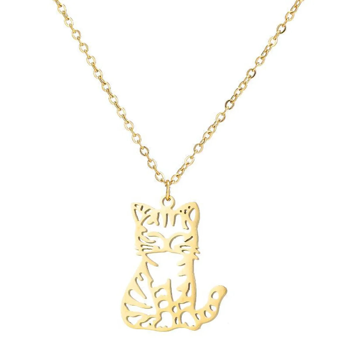 Retro Wolf Cat Bird 201 Stainless Steel Plating Hollow Out 18K Gold Plated Women'S Pendant Necklace