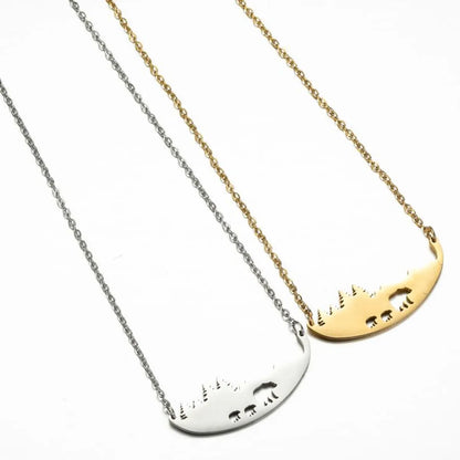 Retro Wolf Cat Bird 201 Stainless Steel Plating Hollow Out 18K Gold Plated Women'S Pendant Necklace