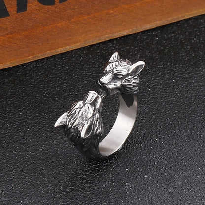 Retro Wolf Stainless Steel Plating Rings 1 Piece