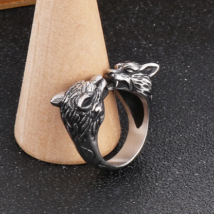 Retro Wolf Stainless Steel Plating Rings 1 Piece