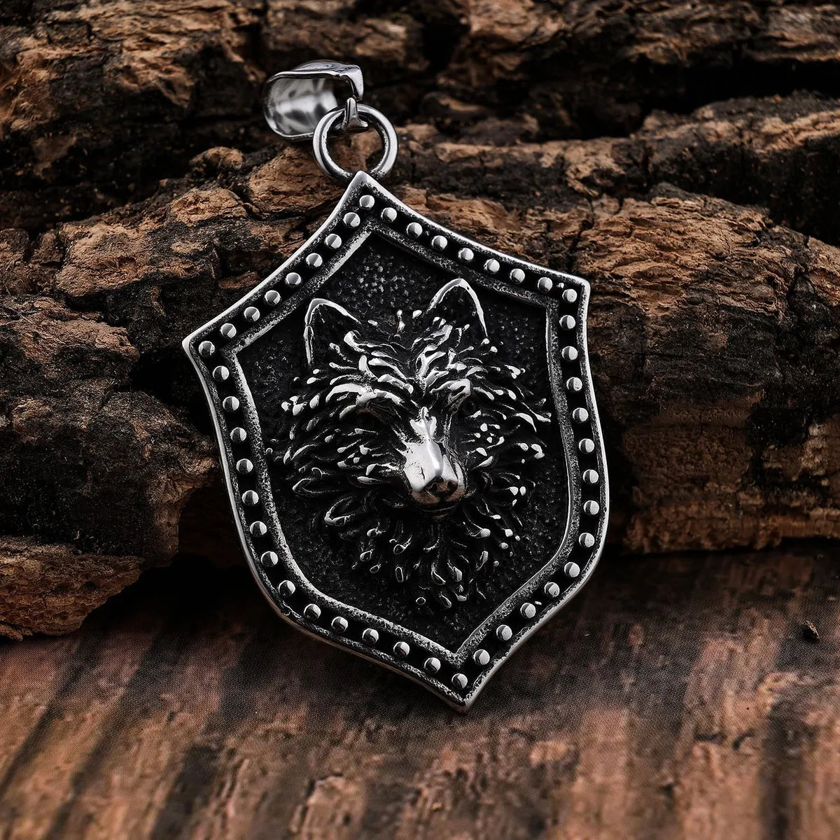 Retro Wolf Stainless Steel Polishing Men'S Pendant Necklace