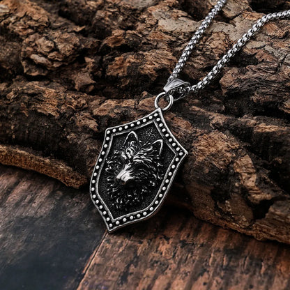 Retro Wolf Stainless Steel Polishing Men'S Pendant Necklace